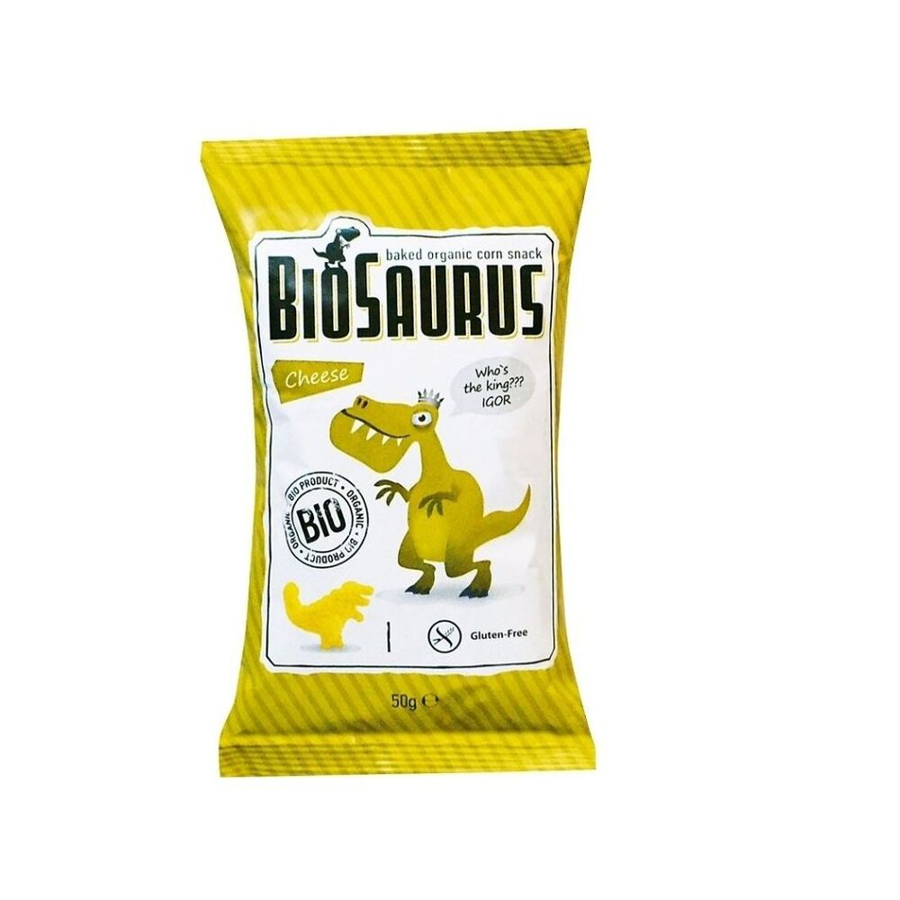 BIOSAURUS Bezlepkové kukuřičné křupky se sýrem BIO 50 g