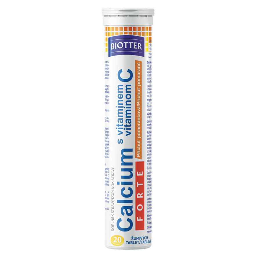 BIOTTER Calcium FORTE s vitamínem C pomeranč tablety 20 ks