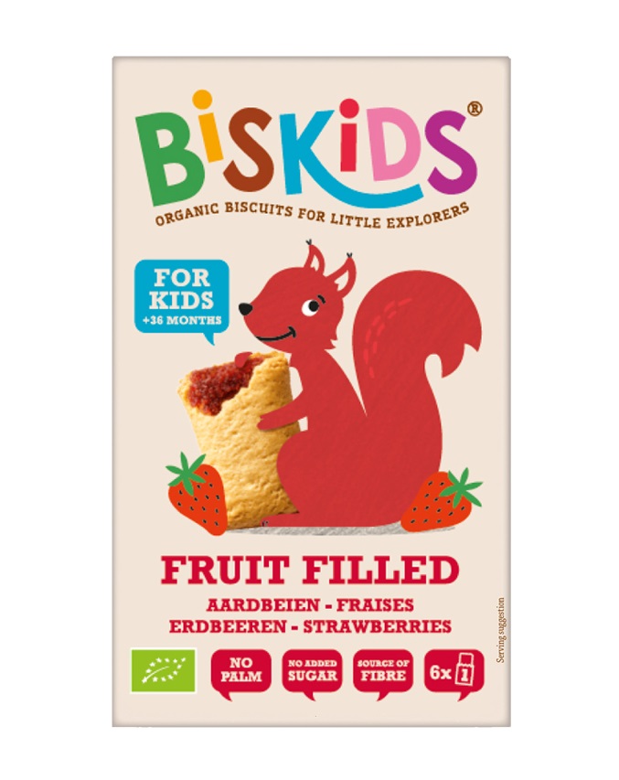 Biskids BIO měkké dětské sušenky s jahodovým pyré 36m+ 120 g