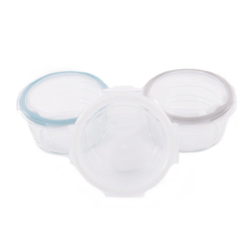 Bo Jungle skleněné misky s víčky B-Glass Bowls 280ml White/Grey/Blue