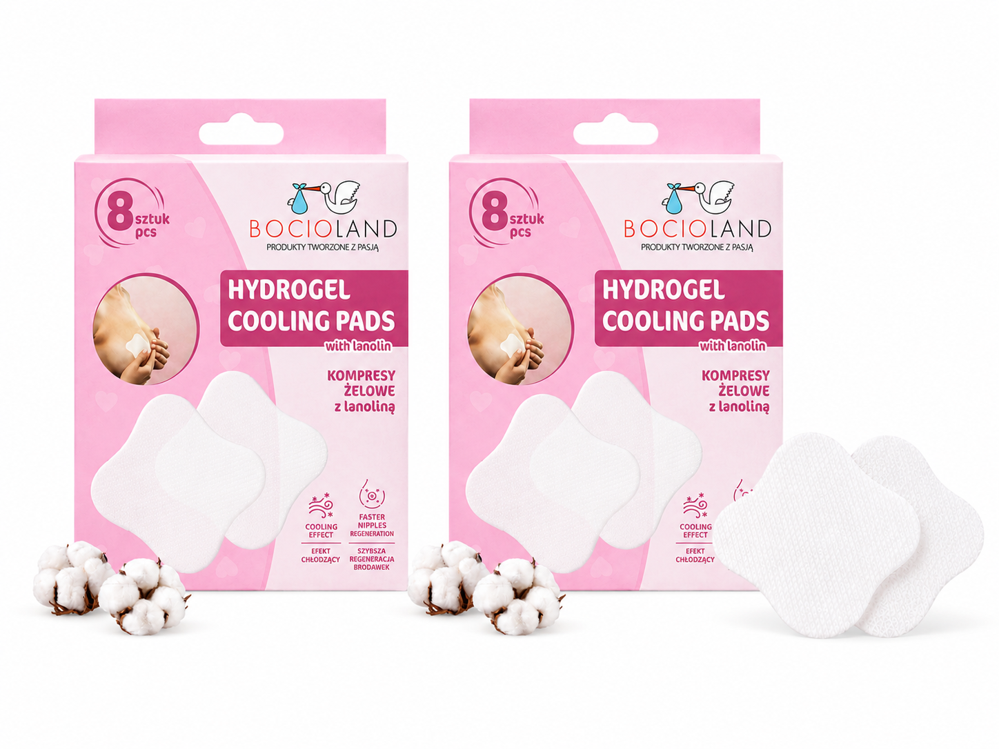 BocioLand Komplet 2x Hydrogelové kojicí vložky s lanolinem - 2x 8 ks