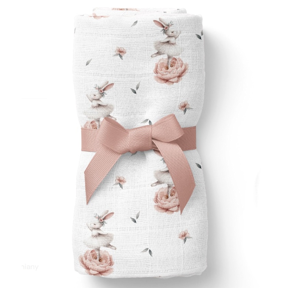 BocioLand Luxusní osuška, plenka 110x110cm, bambusová, Králíčci