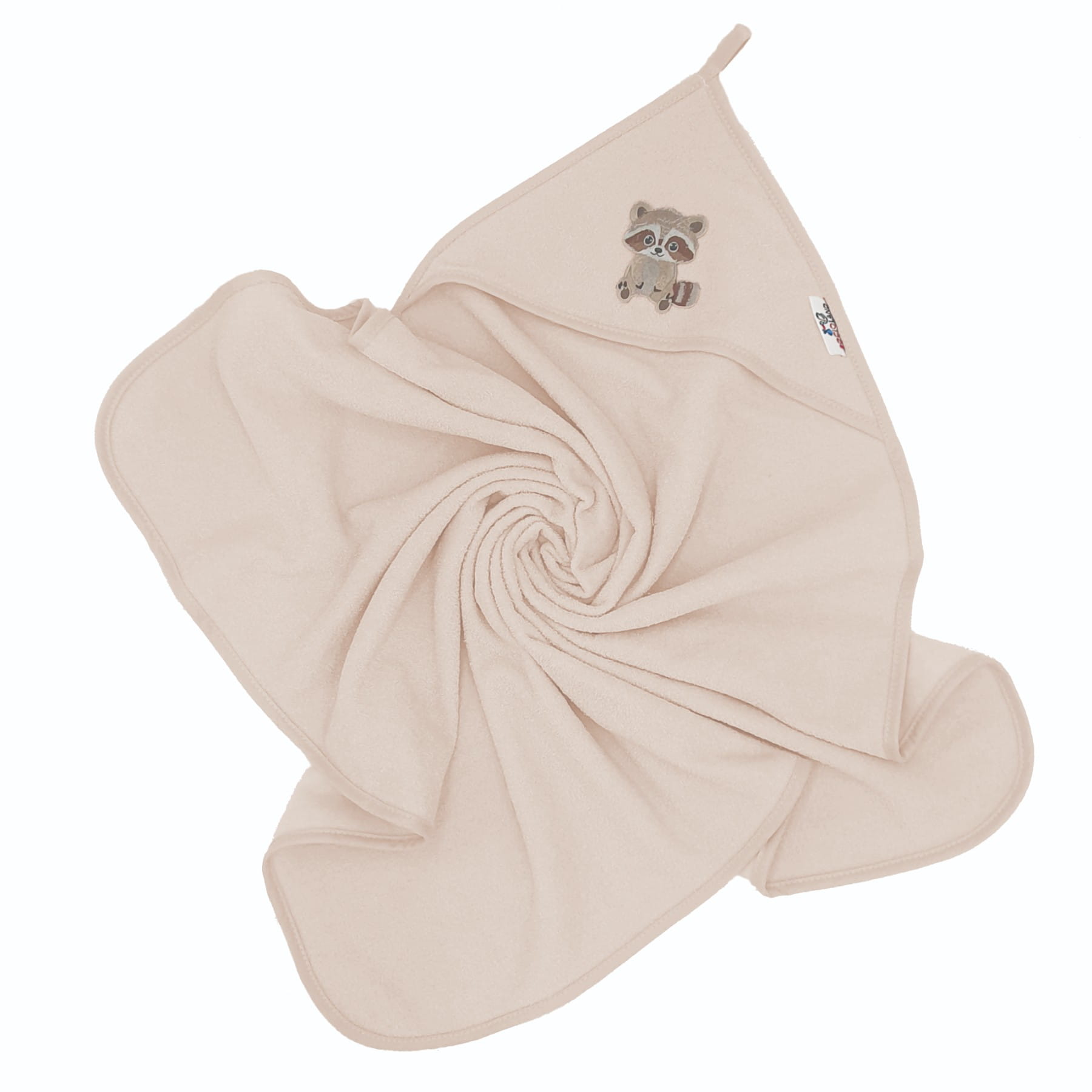 BocioLand Osuška s kapucí a oušky Mýval, 80x80 cm - béžový