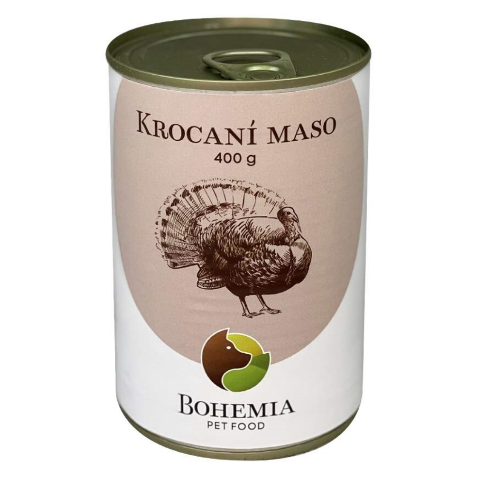 BOHEMIA PET FOOD Konzerva  krocaní maso ve vlastní šťávě pro psy 400 g
