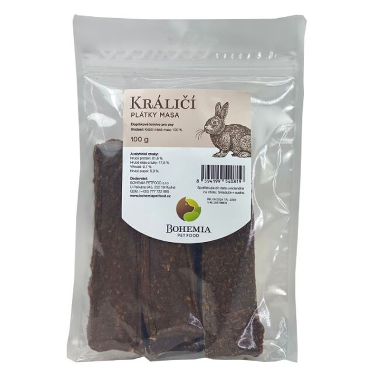 BOHEMIA PET FOOD Králičí plátky pro psy 100 g