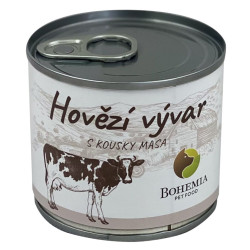 BOHEMIA PET FOOD Vývar hovězí s kousky masa pro psy 140 ml