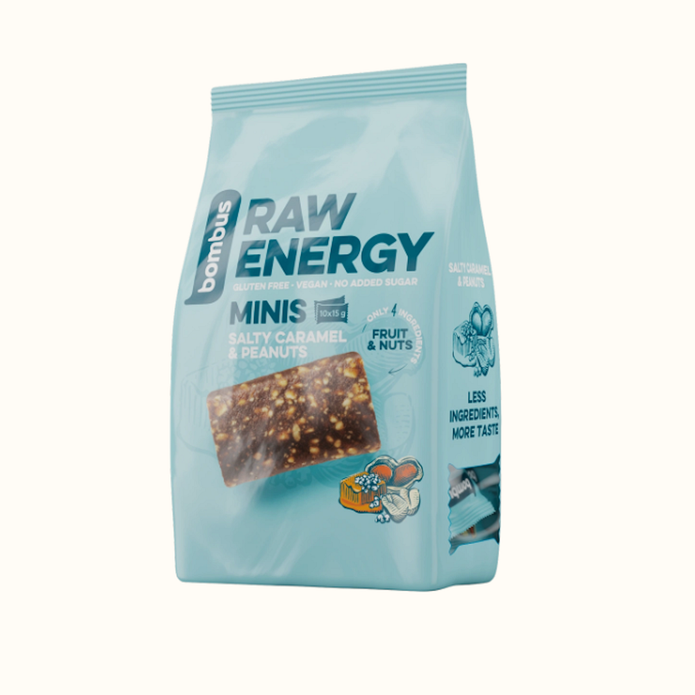 BOMBUS Raw energy minis salty caramel & peanuts 10 x 15 g