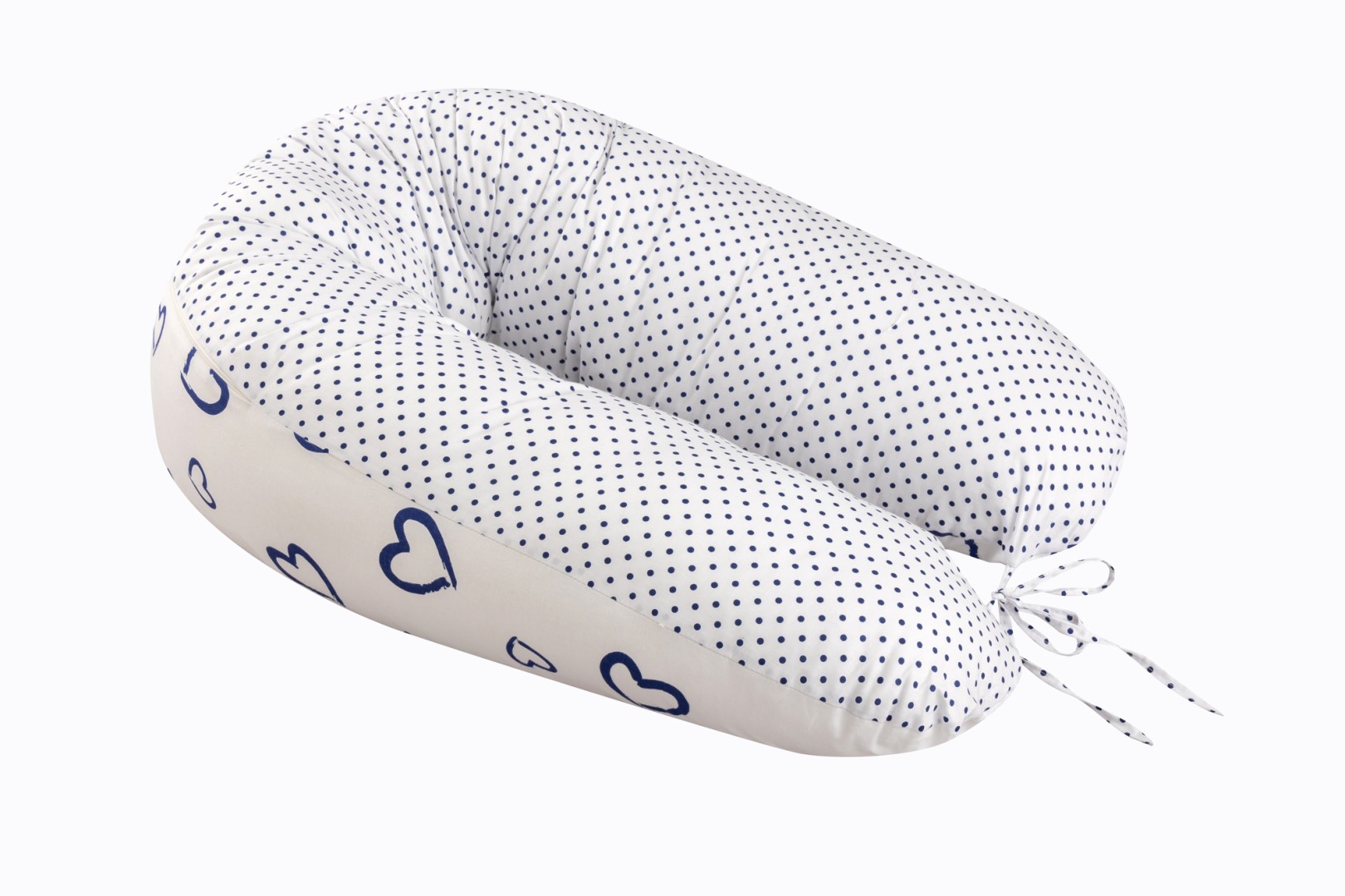 Bomimi ADOS kojící polštář 150x30, SRDÍČKA-puntíky modrá/bílá