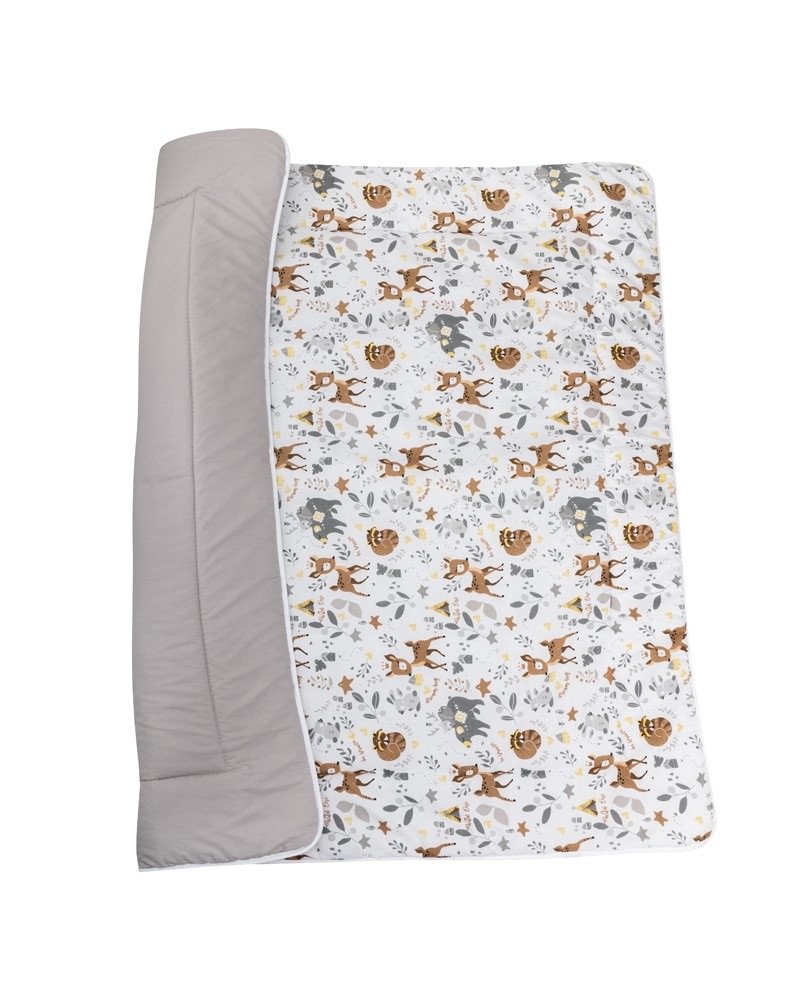Bomimi HRACÍ deka 120x120, bavlna, oboustranná lesní zvířátka, béžová