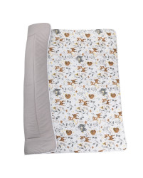 Bomimi HRACÍ deka 120x120, bavlna, oboustranná lesní zvířátka, béžová