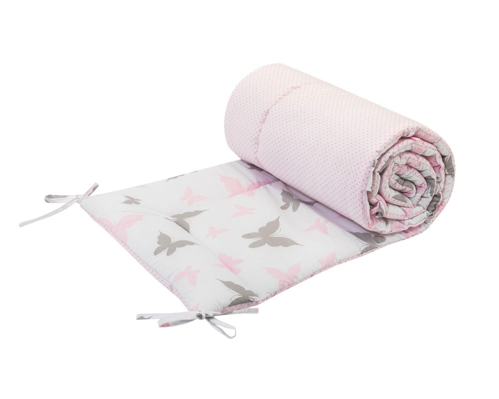 Bomimi MANTINEL do postýlky 180 cm, MOTÝLCI, RŮŽOVÁ