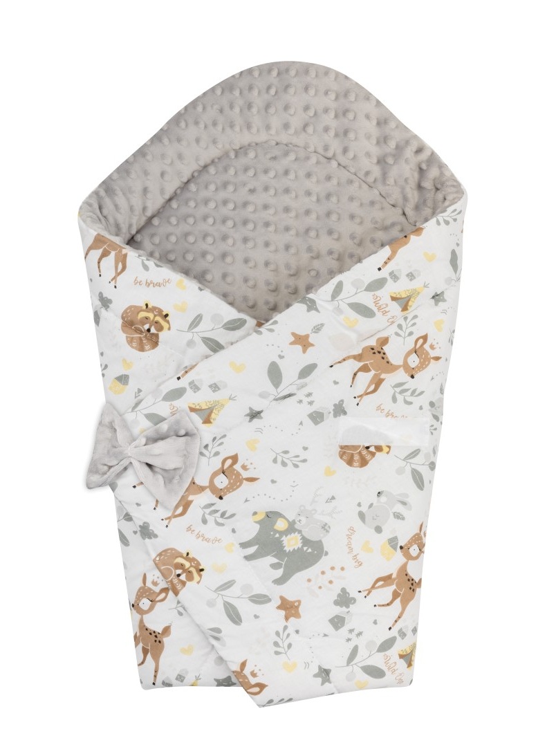 Bomimi Rychlozavinovačka oboustranná minky zvířátka, béžová