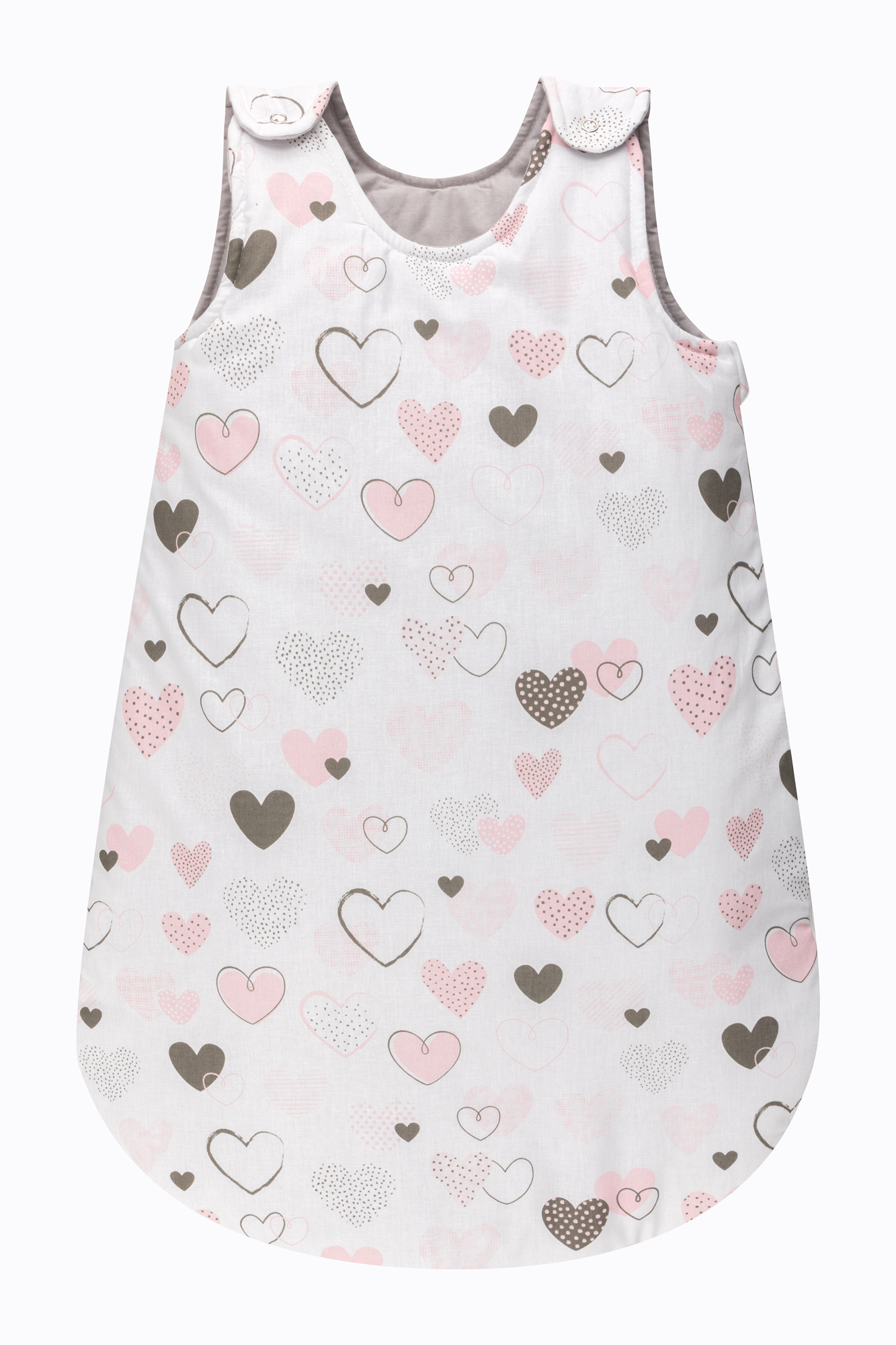 Bomimi Spací pytel 75cm / 3-12m, SRDÍČKA šedá