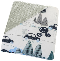 Bomimi Zavinovací deka do autosedačky minky autíčka, modrá