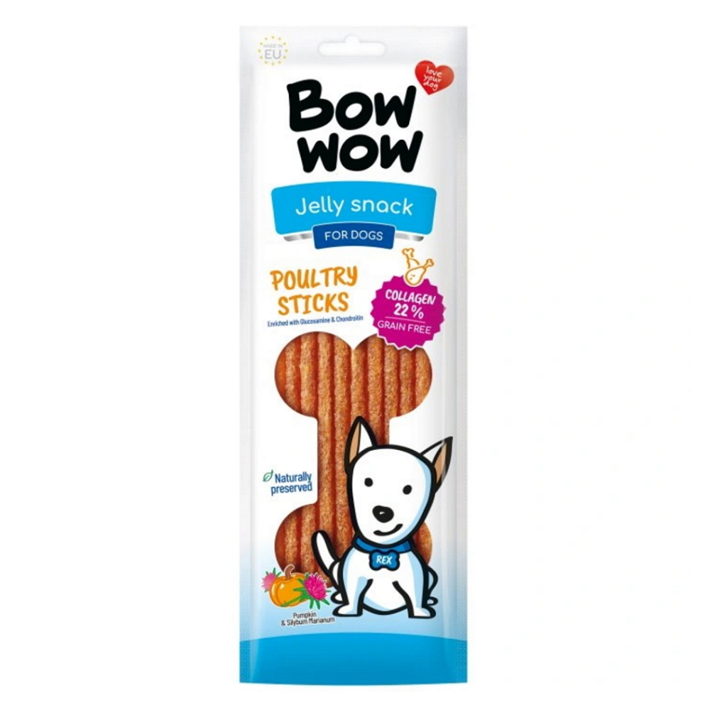 BOW WOW Jelly snack Drůbeží tyčinky pamlsky pro psy 10 ks