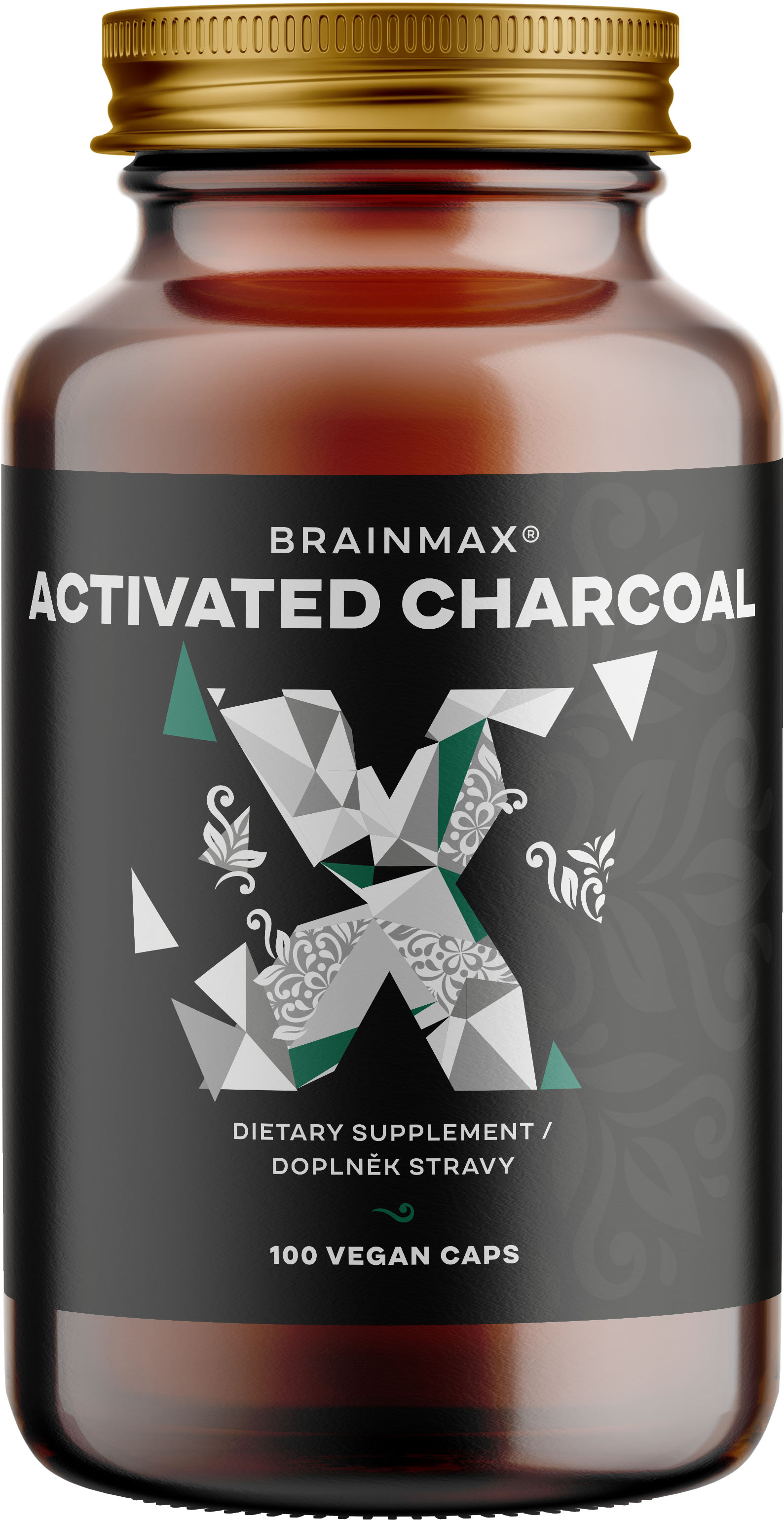 BRAINMAX Activated Charcoal, aktivní uhlí z kokosových skořápek 100 kapslí