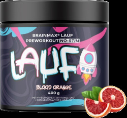 BRAINMAX LAUF Preworkout, bez kofeinu, červený pomeranč 400 g