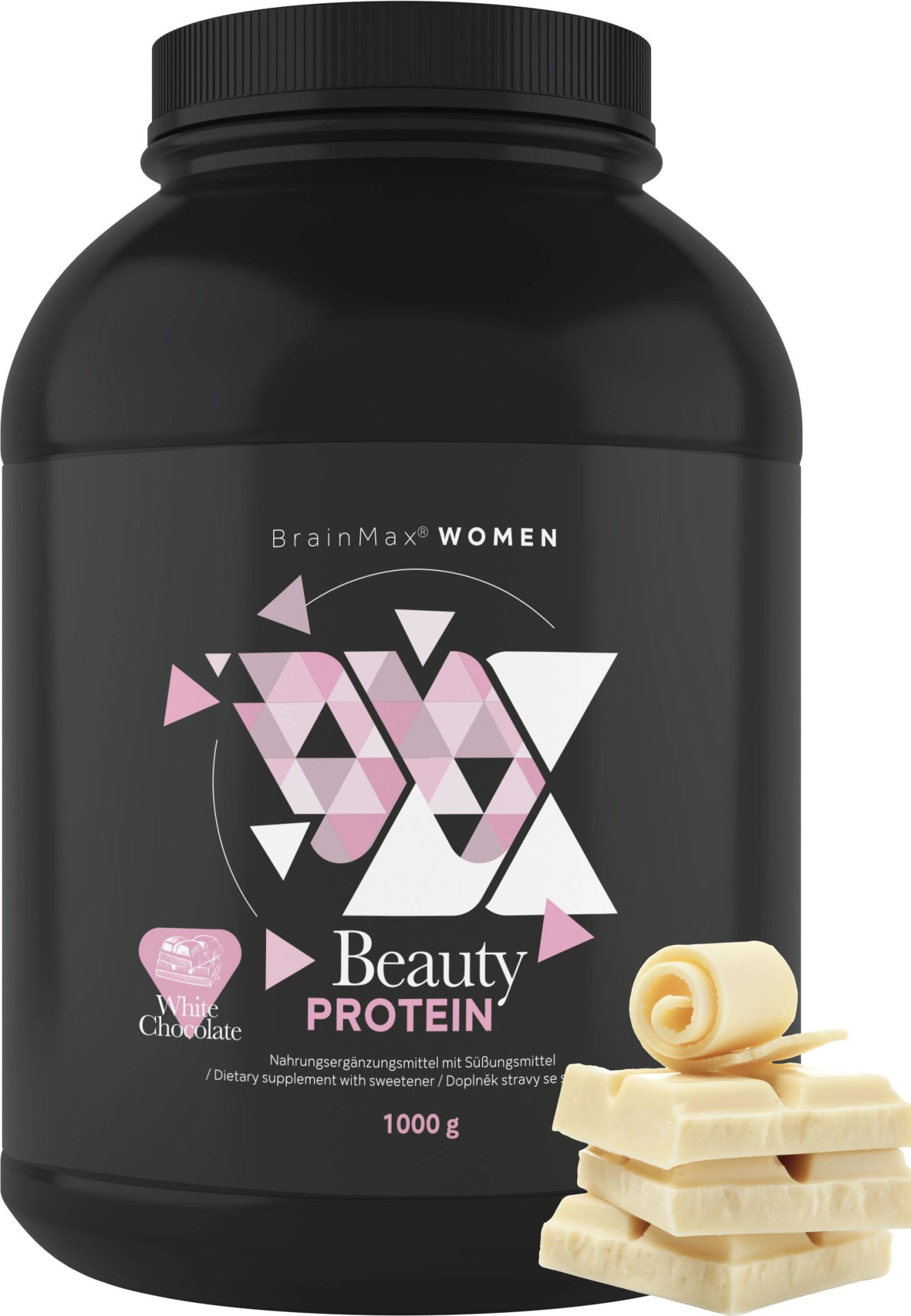 BRAINMAX Protein pro ženy s kolagenem, keratinem a vitamíny bílá čokoláda 1000 g