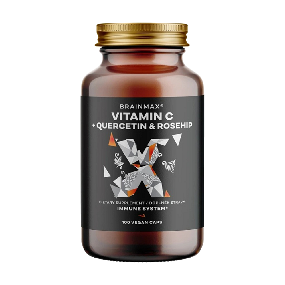 BRAINMAX Vitamin C & Quercetin Rose Hip 100 rostlinných kapslí