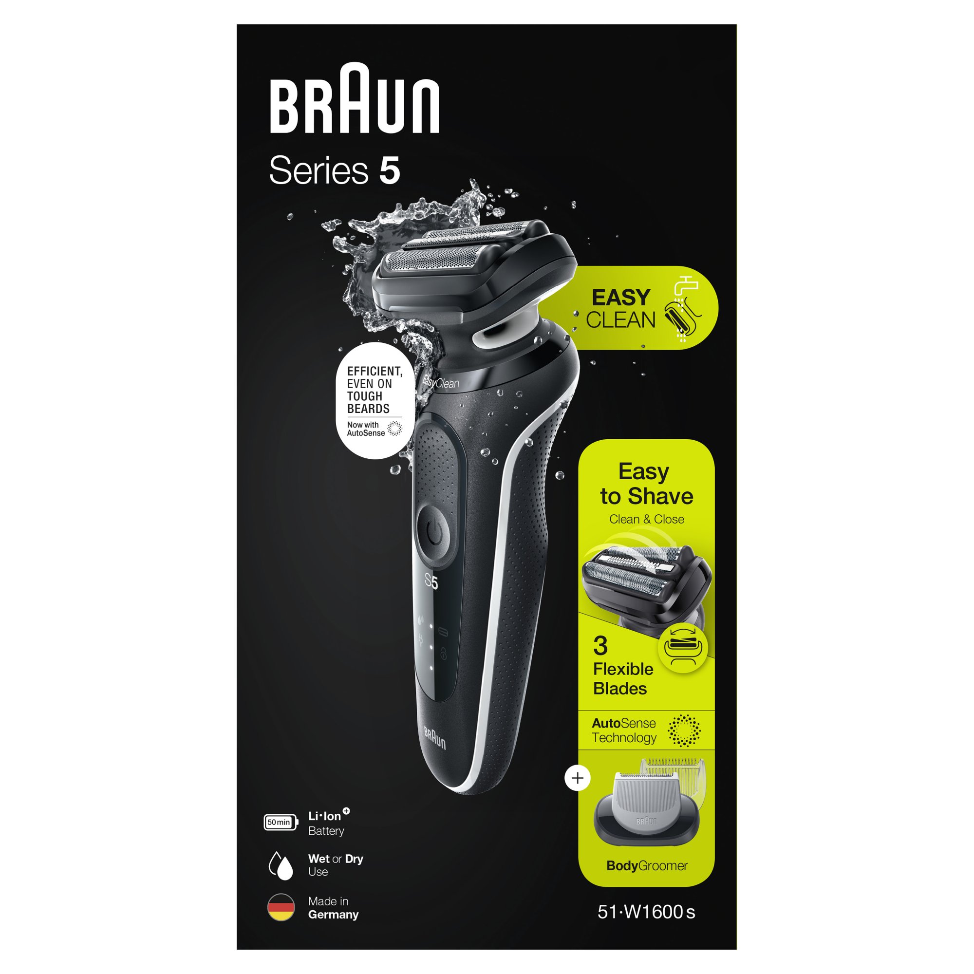 BRAUN Series 5 51-W1600s, Elektrický Holicí Strojek, Bílý