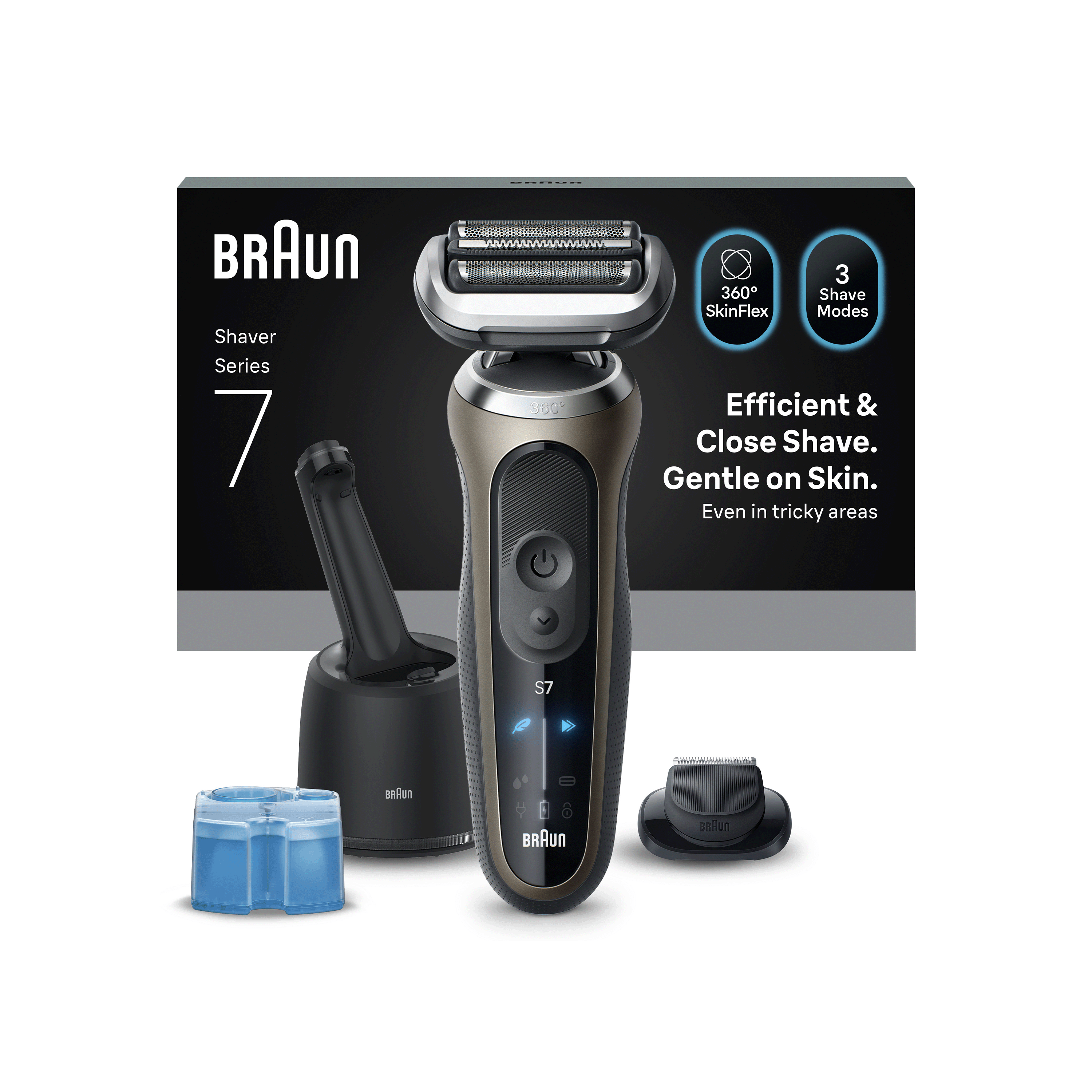 Braun Series 7 72-C7200CC elektrický holicí strojek + stanice SmartCare + 1 nástavec zlatý