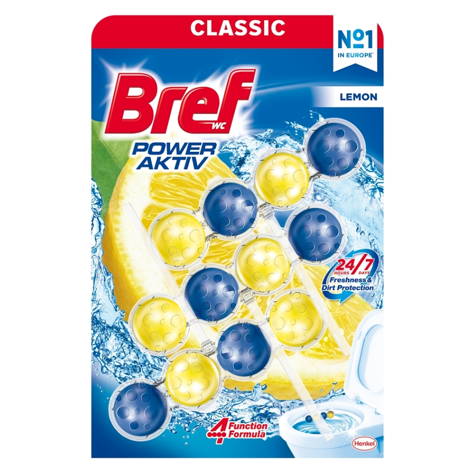 BREF Power Aktiv Tuhý WC blok Lemon 3 x 50 g