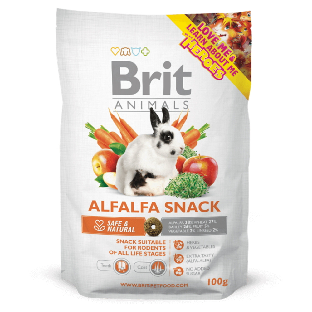 BRIT Animals alfalfa snack for rodents pamlsek pro králíky 100 g