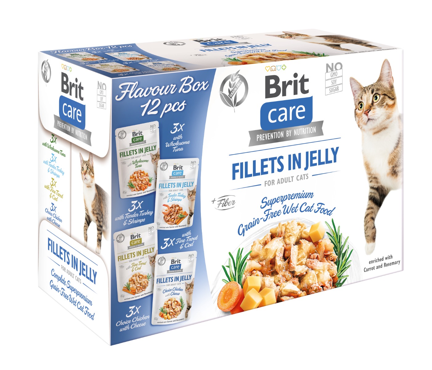 Brit Care Cat Fillets in jelly 4 příchutě 12x85 g