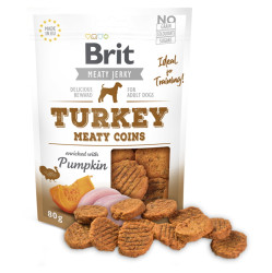 BRIT Jerky Turkey Meaty Coins pamlsky pro psy 80 g