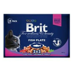 BRIT Premium Cat kapsa Fish Plate 400 g (4x100 g)