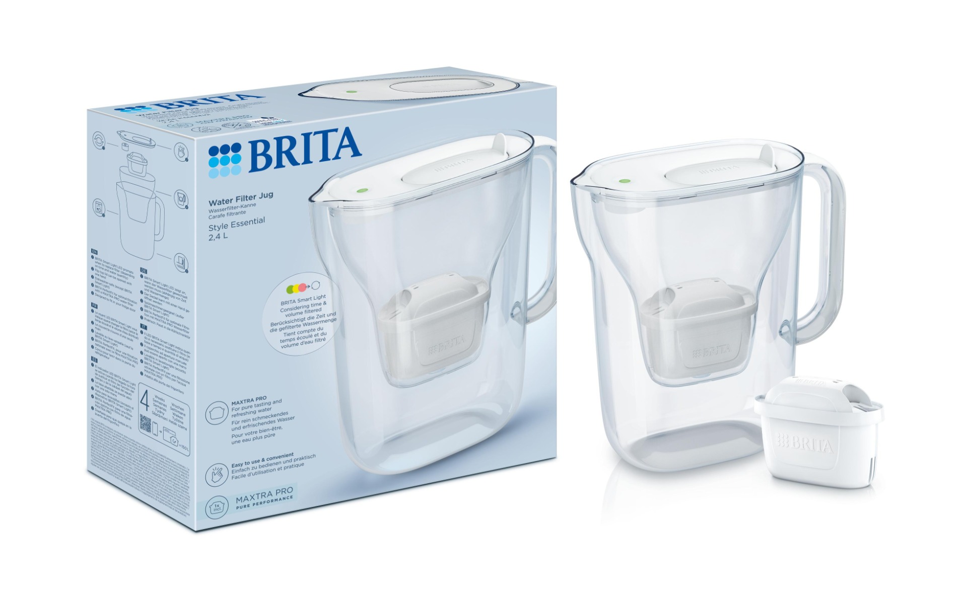 BRITA Style Essential 2,4 l filtrační konvice bílá + 1 filtr na měkkou vodu