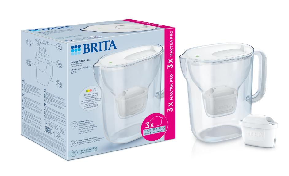 BRITA Style Essential XL 3,6 l filtrační konvice + 3 filtry bílá