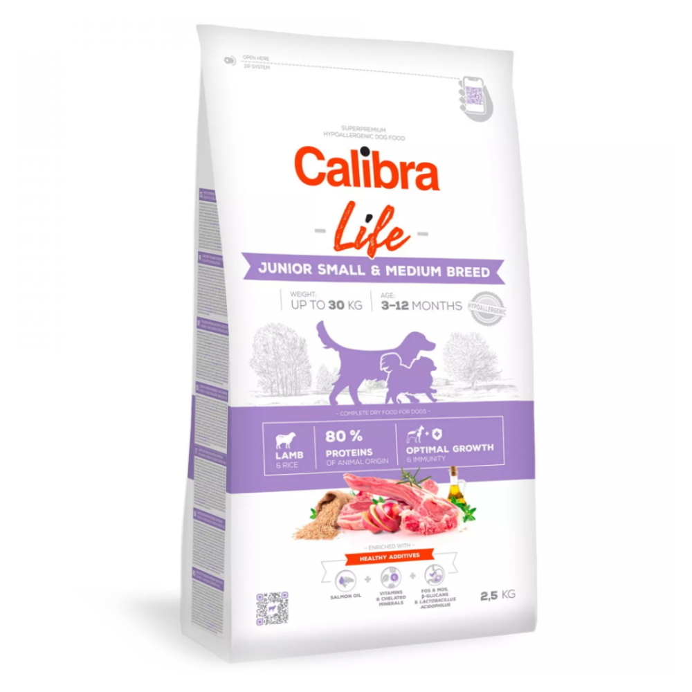 CALIBRA Life Junior Small&Medium Breed Lamb pro mladé psy, Hmotnost balení: 2,5 kg