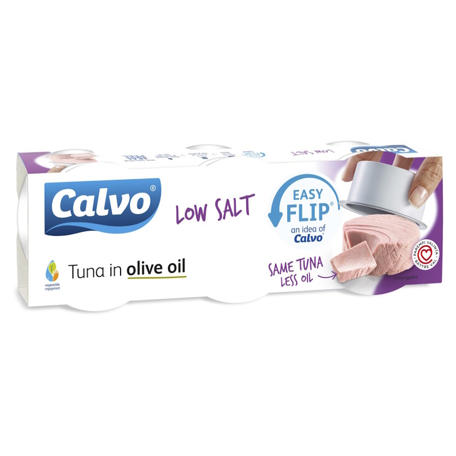 CALVO Tuňák v olivovém oleji s nízkým obsahem soli 3 x 65 g