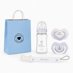 Canpol babies Dárková sada Little Prince 6–18m, lahvička, dudlíky, řetízek + taška zdarma
