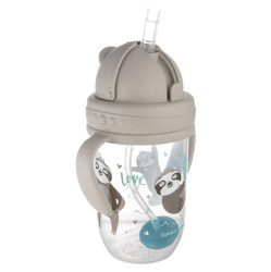CANPOL BABIES Exotic animals nevylévací hrneček se slámkou a závažím šedý 6m+  270 ml