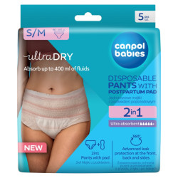 CANPOL BABIES Jednorázové poporodní kalhotky 2v1 S/M 5 kusů
