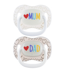 Canpol babies Mum&Dad Svítící silikonový dudlík symetrický 0–6m 2 ks