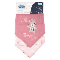 CANPOL BABIES Mušelínový slintáček Bonjour Paris růžový 2 ks