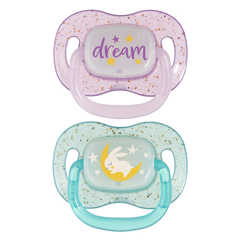 CANPOL BABIES Nightglow dudlík svítící silikonový 6-18m holka 2 kusy