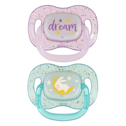 CANPOL BABIES Nightglow dudlík svítící silikonový 6-18m holka 2 kusy