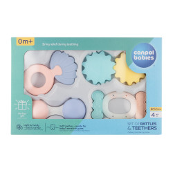 CANPOL BABIES První set chrastítek s kousátky pastel 4 ks