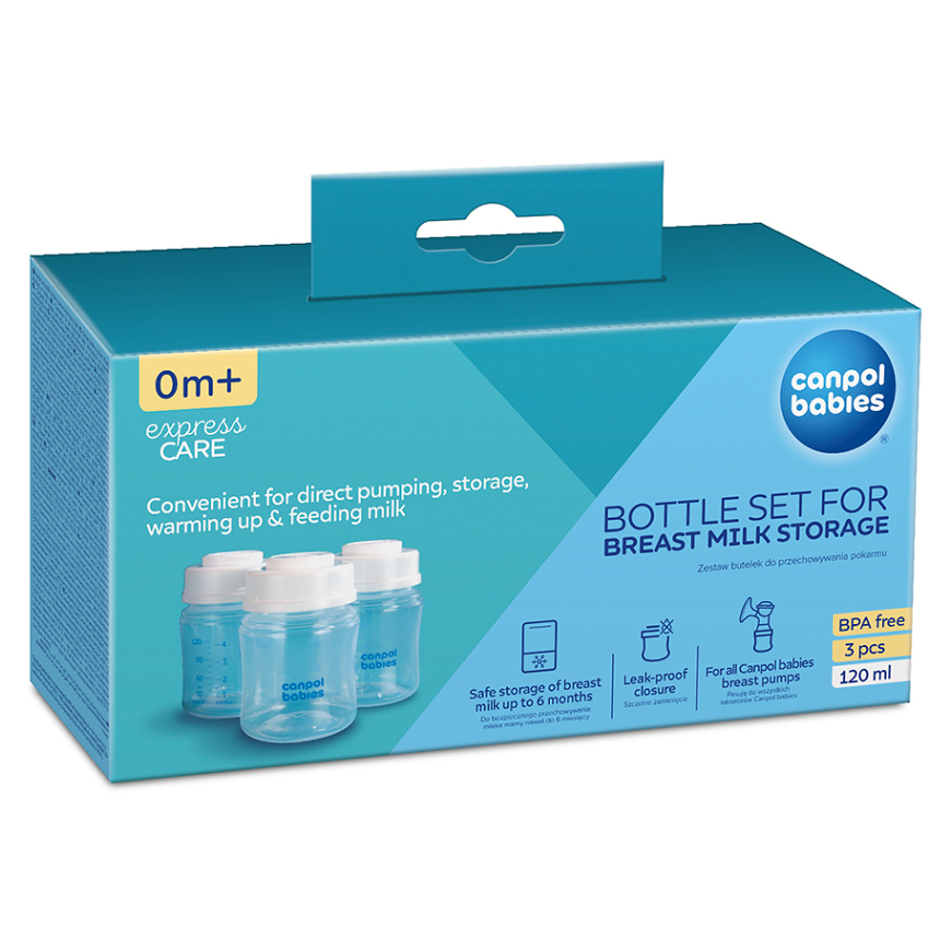 CANPOL BABIES Sada lahví na skladování mléka 3 x 120 ml