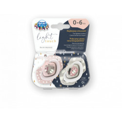 CANPOL BABIES Set symetrických silikonových dudlíků 0-6m Bonjour Paris růžový 2 ks