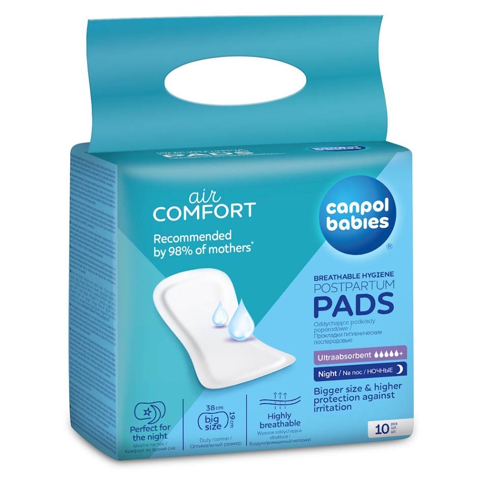 CANPOL BABIES Vysoce absorpční tvarované vložky po porodu noční 10 ks