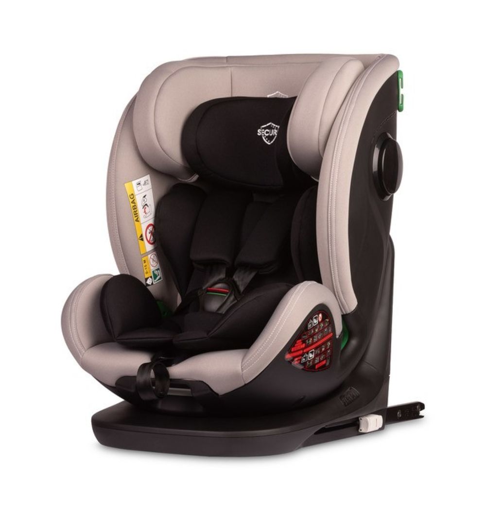 Caretero Dětská autosedačka Securo 40-150 cm, otočná, ISOFIX, i-Size, 40-150, světlé šedá
