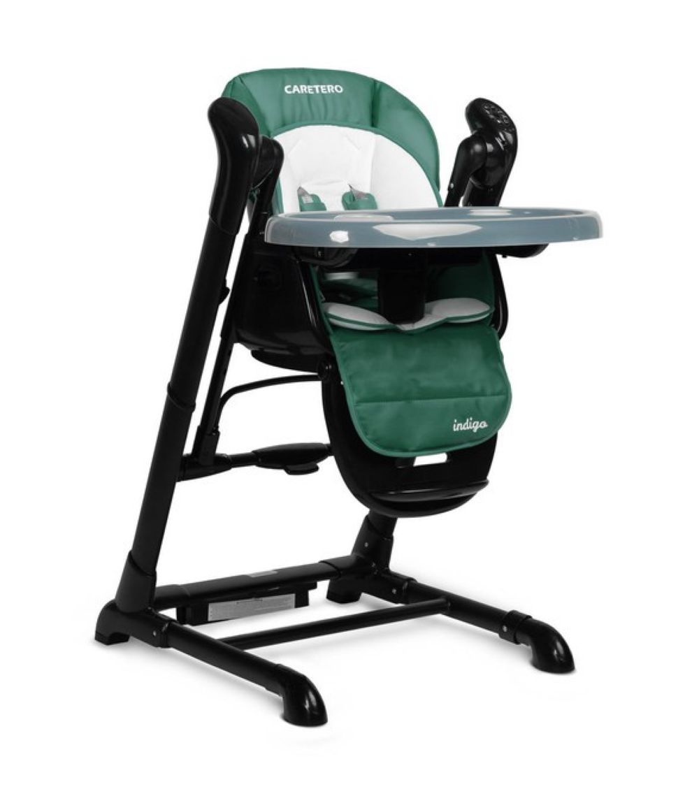 Caretero Jídelní židlička, houpačka 2 v 1, Indigo - černá, zelená