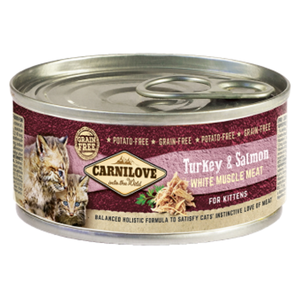 CARNILOVE Cat kitten turkey & salmon konzerva pro kočky 100 g