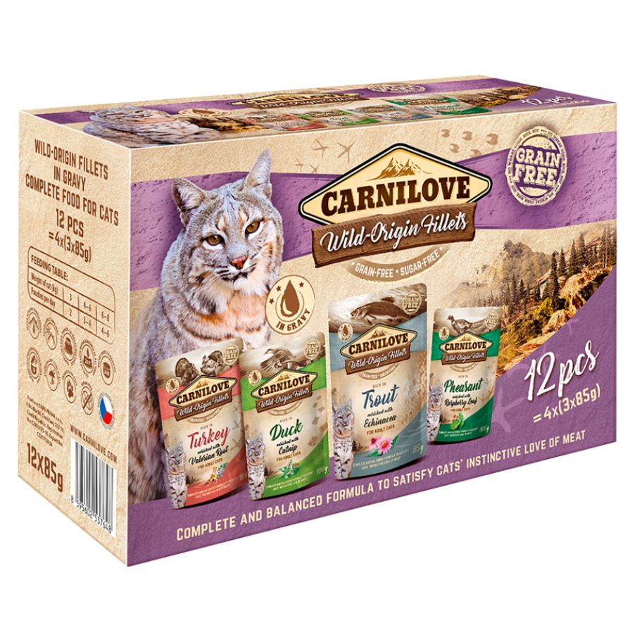 CARNILOVE Cat Pouch kapsičky s kousky masa ve filetech pro kočky 12 x 85 g