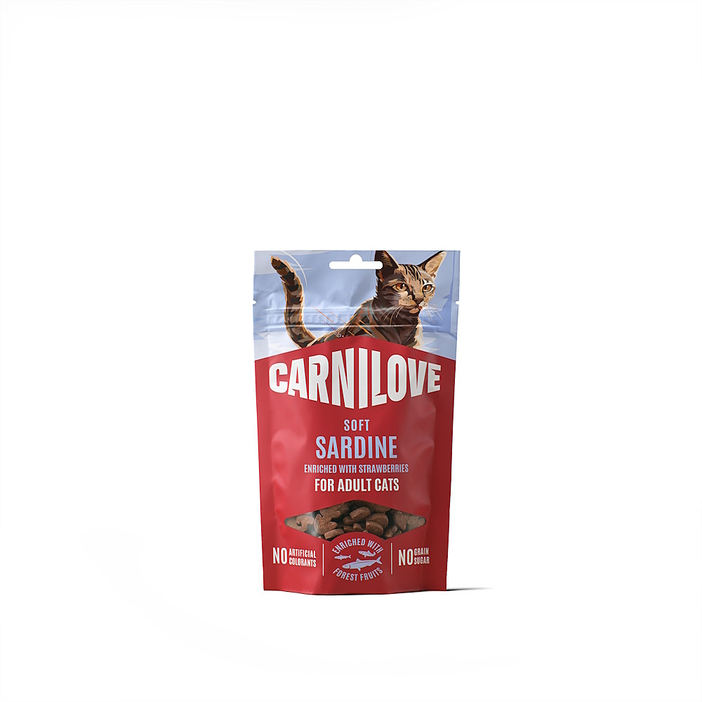 CARNILOVE Soft snack Buffallo pamlsek pro kočky sardinky a jahoda 50 g